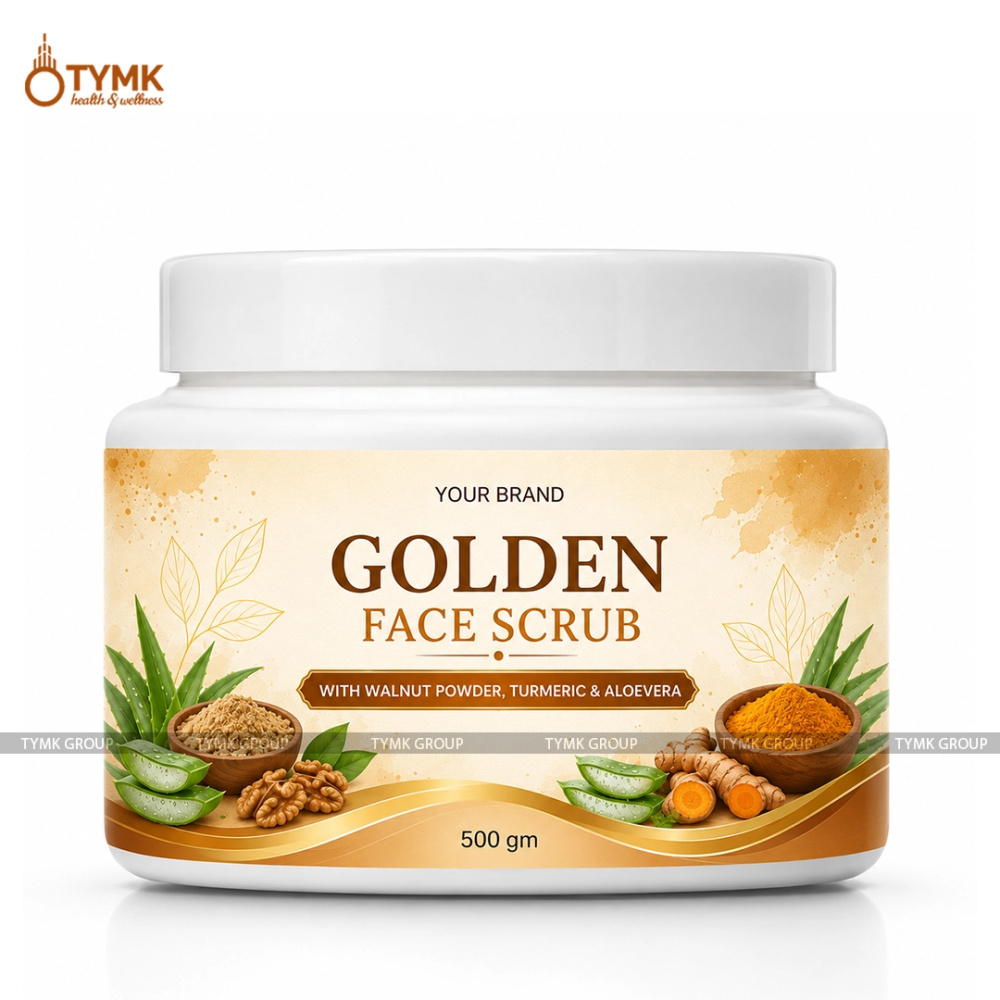 Face Scrub (Golden Facial Glow Kit) With Walnut Powder, Turmeric & Aloevera - 500 GM