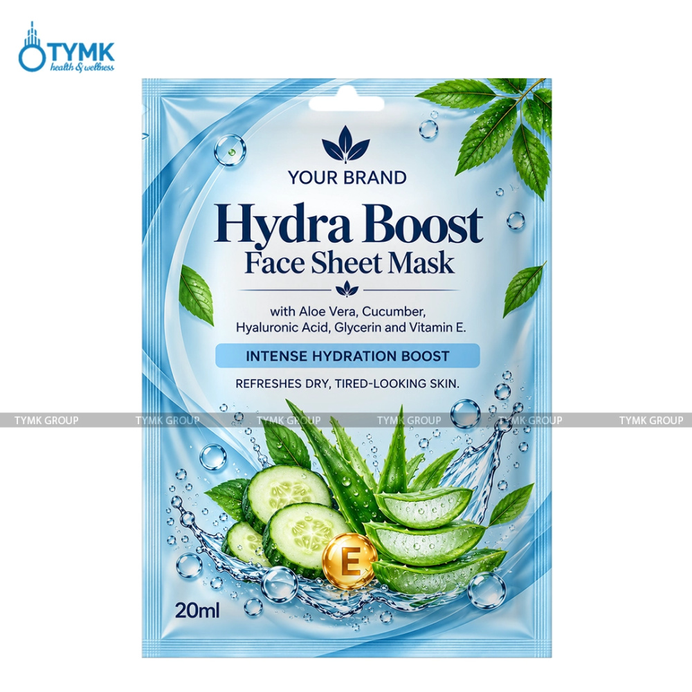 Hydra Boost Face Sheet Mask (Upto 97% Natural Ingredients) - with Hyaluronic Acid, Cucumber & Aloevera