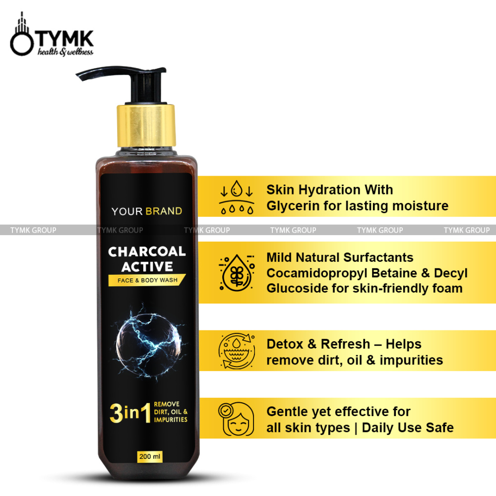 Charcoal Active Face & Body Wash (sls Free/paraben Free/phosphate Free/gmo Free)