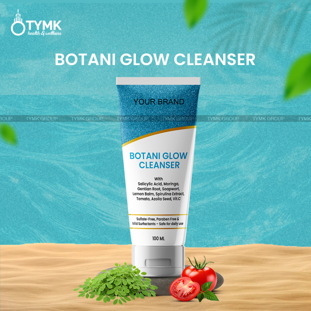 Botani Glow Cleanser/ Facewash (Sulfate Free) - With Salicylic Acid, Moringa, Gentian Root, Soapwort,Lemon Balm, Spirulina Extract, Tomato, Azolla Seed, Vit.C