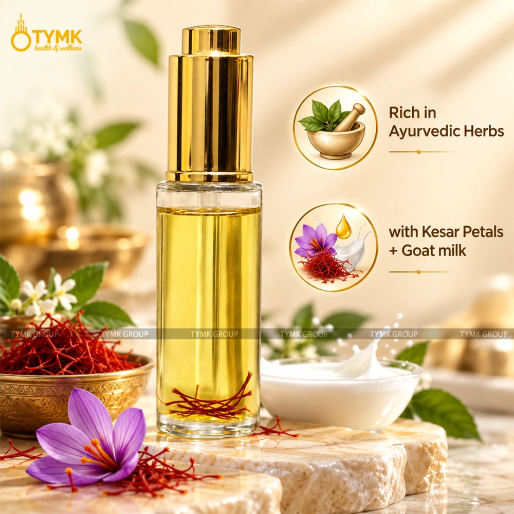 Kumkumadi Thailam - Face Serum Oil (Without Colour & Fragrance) (with Goat milk + Kesar Petals)