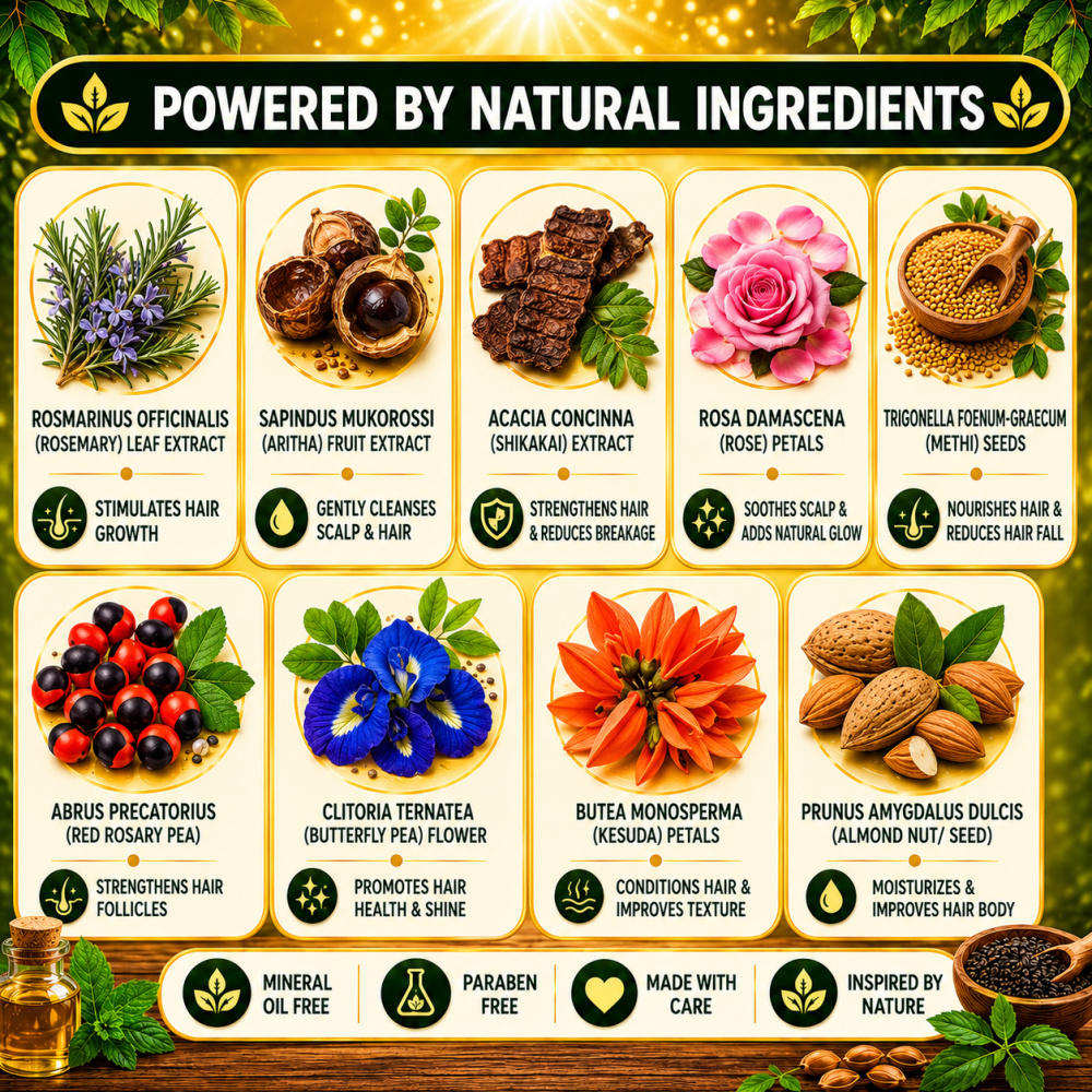 18 Herbs Hair Oil - With Roots (Mineral Oil & LLP Free) - (Except - Red Rosary Pea/ Chanothi) (🇪🇺 EU - Type)