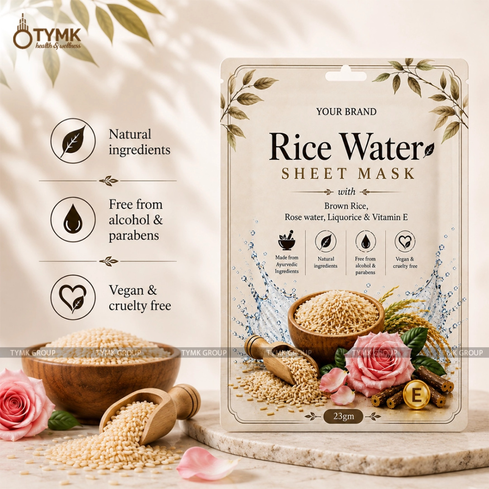 Rice Water Sheet Mask (98% Natural) - with Rose & Licorice