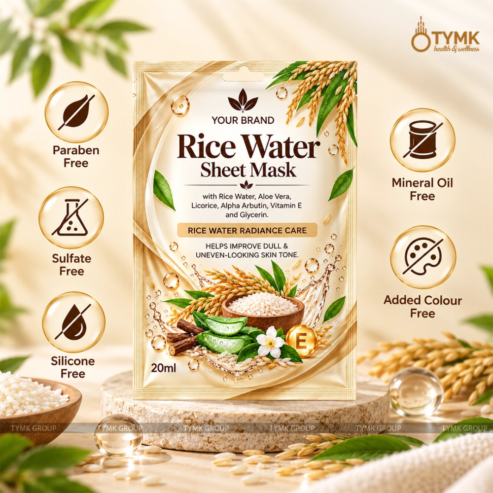 Rice Water Sheet Mask (Upto 97% Natural Ingredients) - with Alpha Arbutin, Liquorice & Aloevera