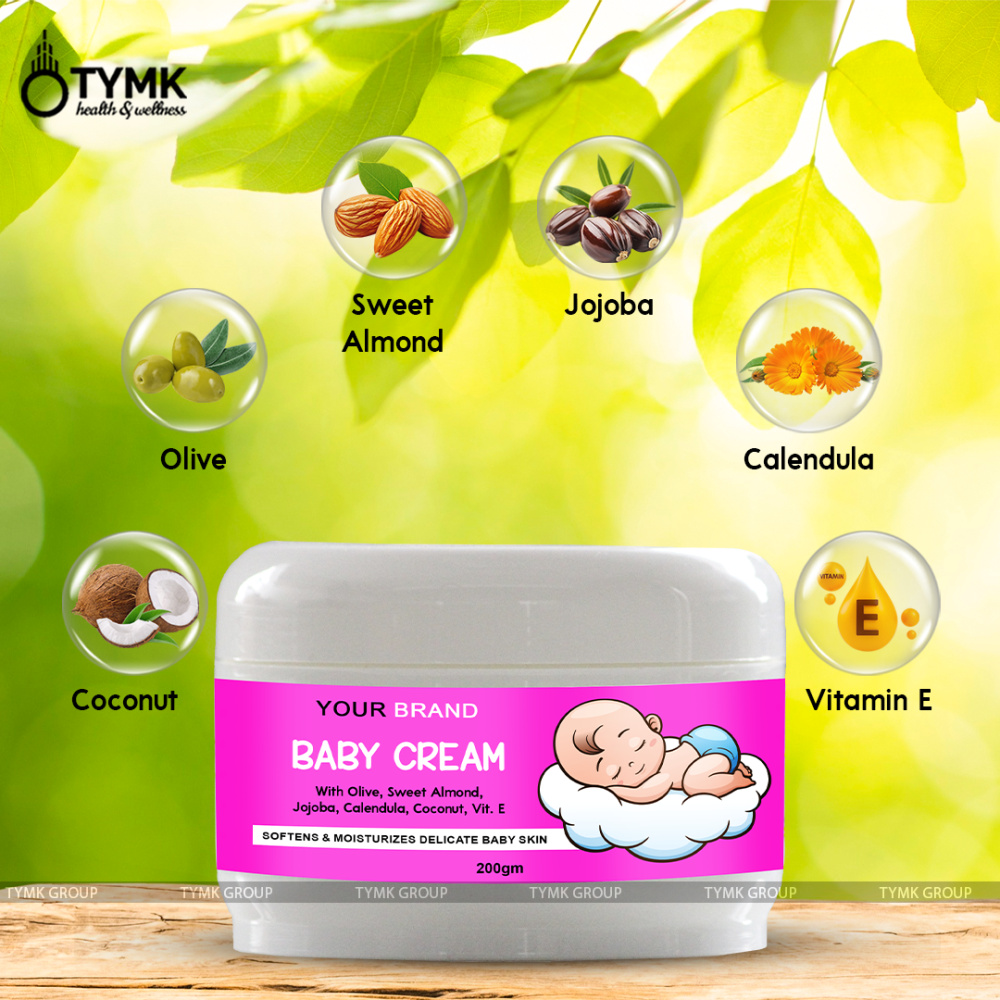 Baby Cream -(With Olive, Sweet Almond, Jojoba, Calendula, Coconut, Vit. E) (Mineral Oil/LLP Free)