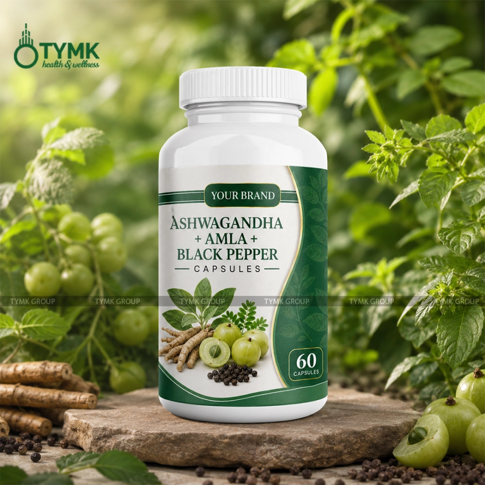 Ashwagandha + Amla + Black Pepper Capsules (🟩 VEG Capsules)