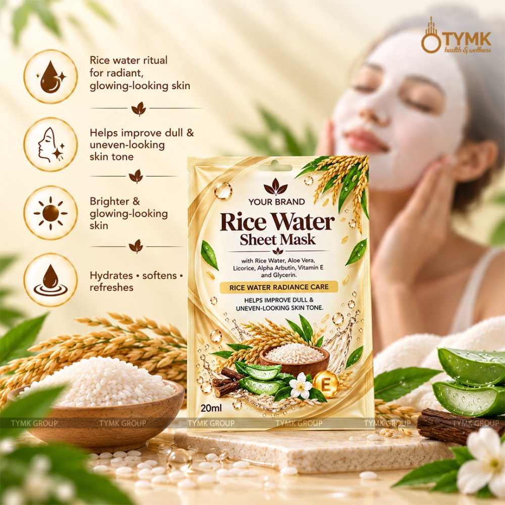 Rice Water Sheet Mask (Upto 97% Natural Ingredients) - with Alpha Arbutin, Liquorice & Aloevera
