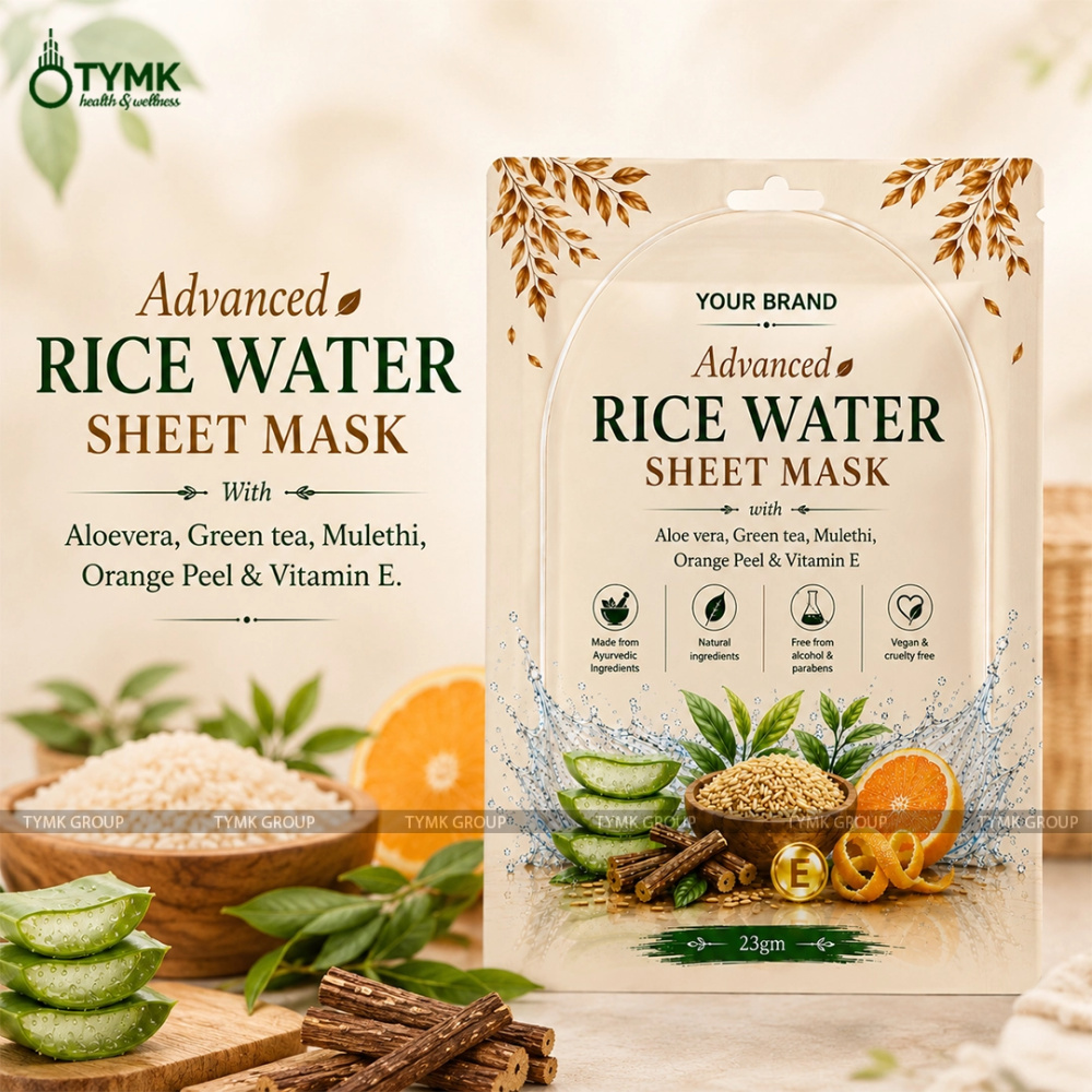 Advanced Rice Water Sheet Mask (98% Natural) - with Aloevera, Green tea, Orange Peel & Licorice