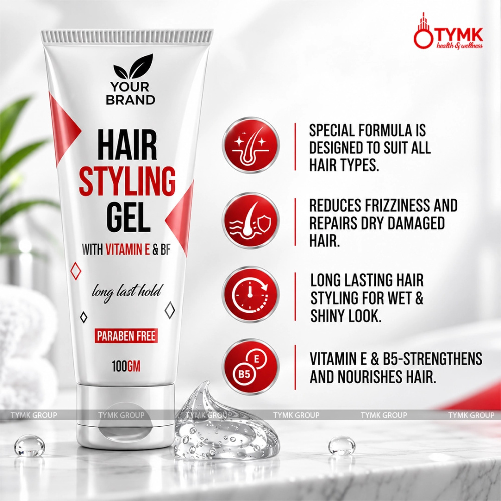 Hair Styling Gel  ( Vitamin E & B5) (with Mild Cooling Crystals)