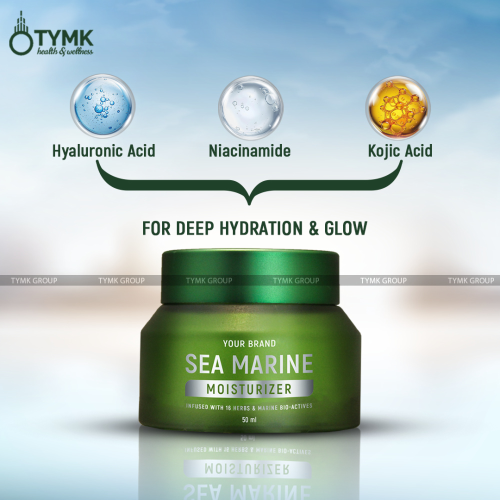 Sea Marine Moisturizer (with 19 Herbs/ Bio- Actives - Hyaluronic Acid, Kojic Acid, etc⁩)  (LLP & Mineral Oil Free)