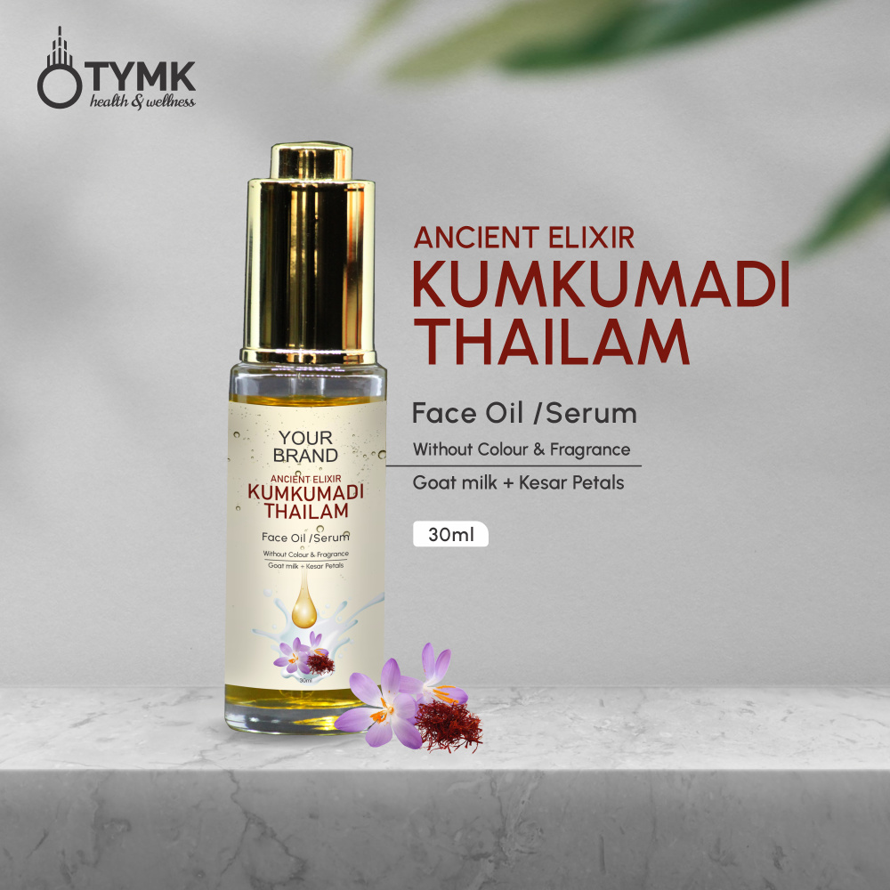 Kumkumadi Thailam - Face Serum Oil (Without Colour & Fragrance) (with Goat milk + Kesar Petals)