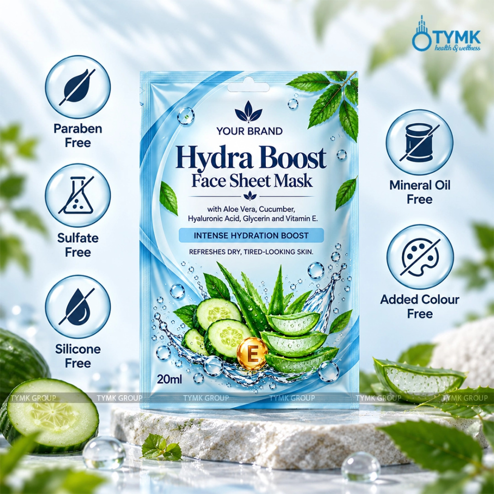Hydra Boost Face Sheet Mask (Upto 97% Natural Ingredients) - with Hyaluronic Acid, Cucumber & Aloevera