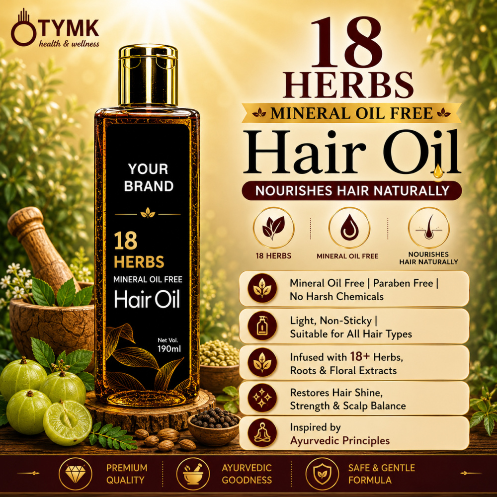 18 Herbs Hair Oil - With Roots (Mineral Oil & LLP Free)