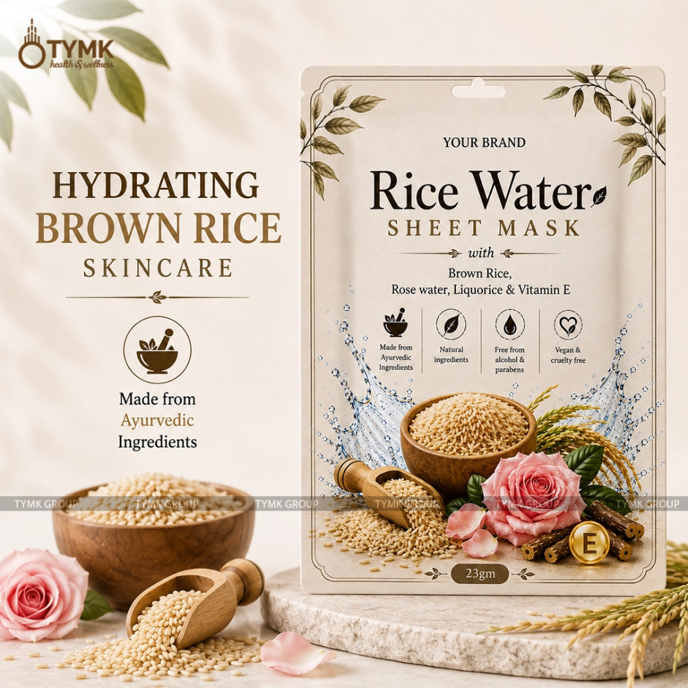 Rice Water Sheet Mask (98% Natural) - with Rose & Licorice