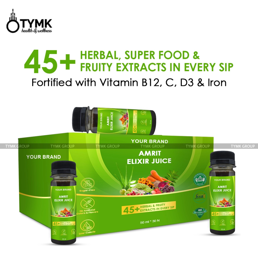 Amrit Elixir Juice Shots (With 45 Botanical Extracts/ Herbal Superfoods / Berries/ Fruits)