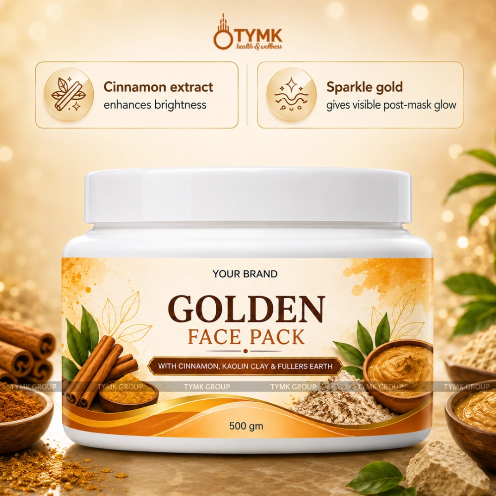 Face Pack (Golden Facial Glow Kit) With (Cinnamon, Kaolin Clay & Fullers Earth) - 500 GM