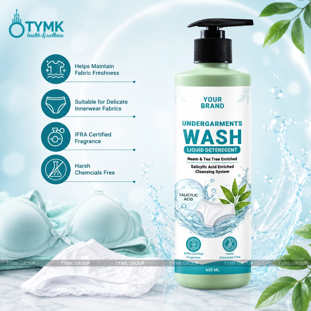 Undergarments Wash/ Liquid Deteregent - with Salicylic Acid, Tea tree, Neem etc. - IFRA Certified Fragrance & Harsh Chemcials Free