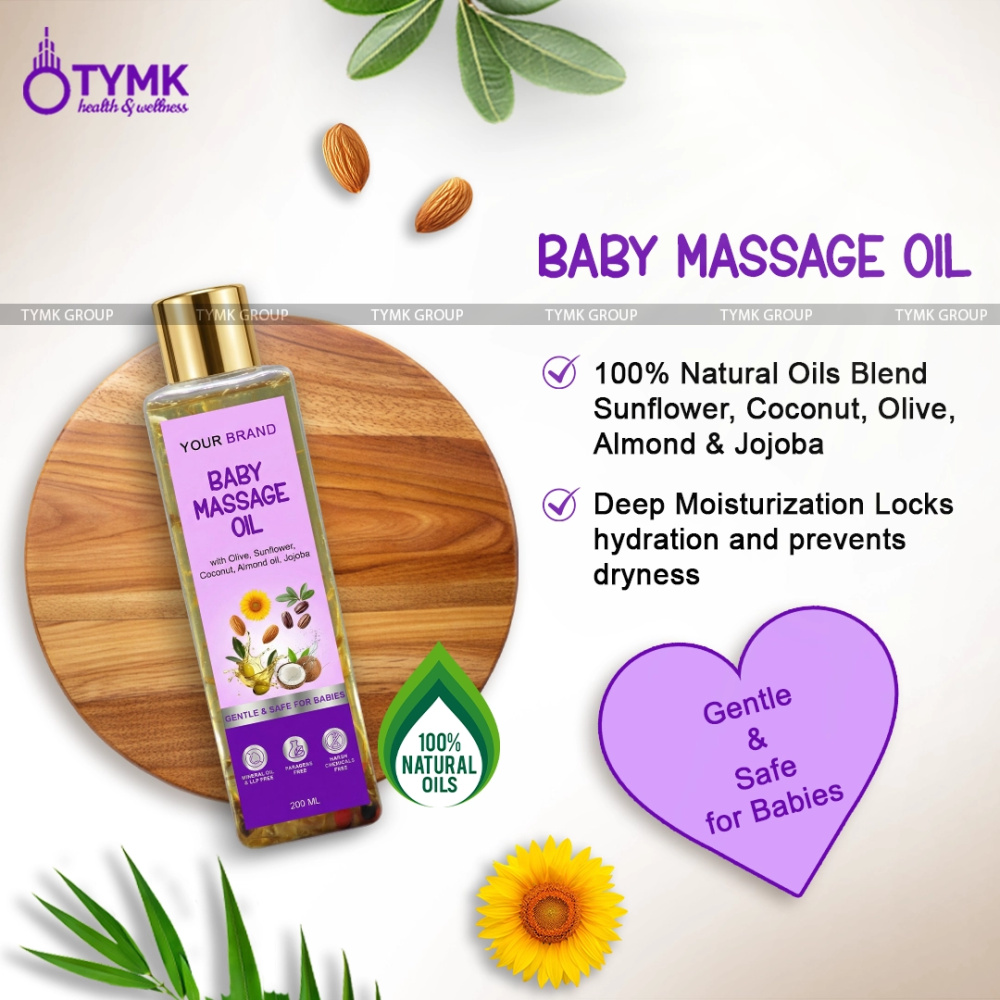 Baby Massage Oil (With Olive, Sunflower, Coconut, Almond oil, Jojoba) (LLP & Mineral Oil Free)