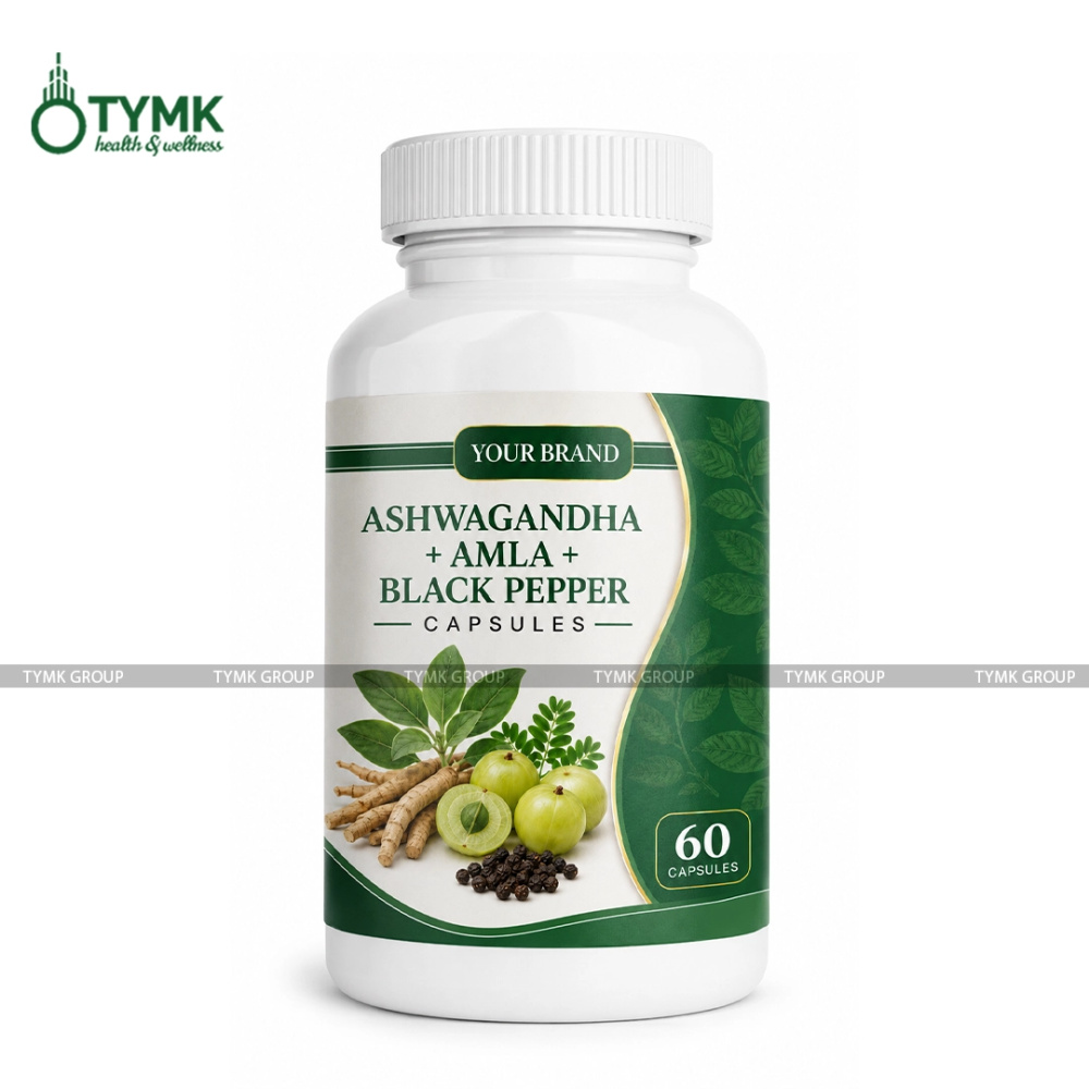 Ashwagandha + Amla + Black Pepper Capsules (🟩 VEG Capsules)
