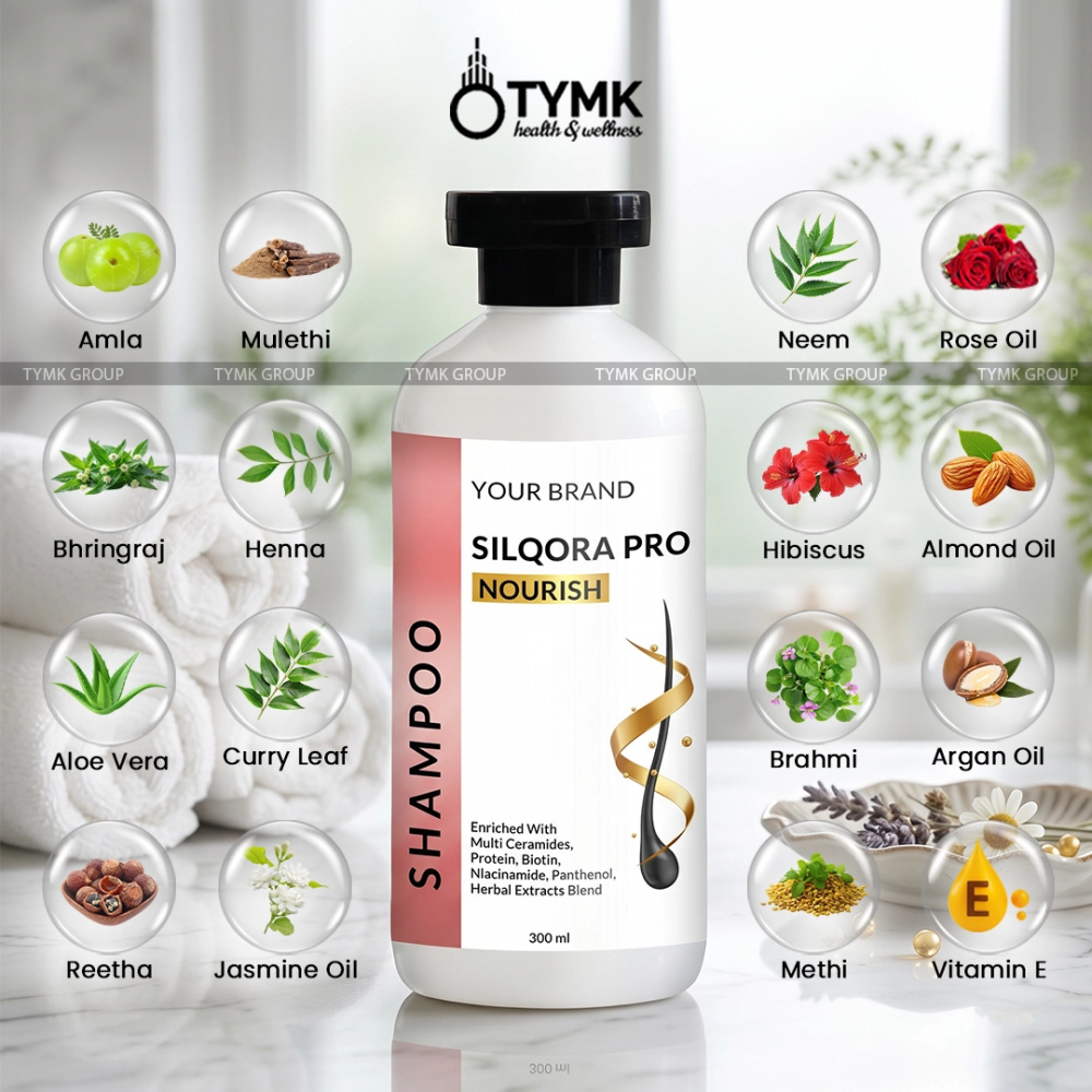 Silqora Pro-Nourish Shampoo (Sulfate Free) - Enriched With Multi Ceramides, Protein, Biotin, Niacinamide, Panthenol, Herbal Extracts Blend
