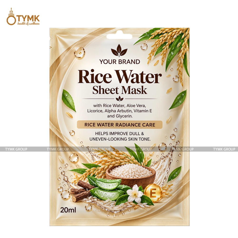 Rice Water Face Sheet Mask (Upto 97% Natural Ingredients) - with Alpha Arbutin, Liquorice & Aloevera