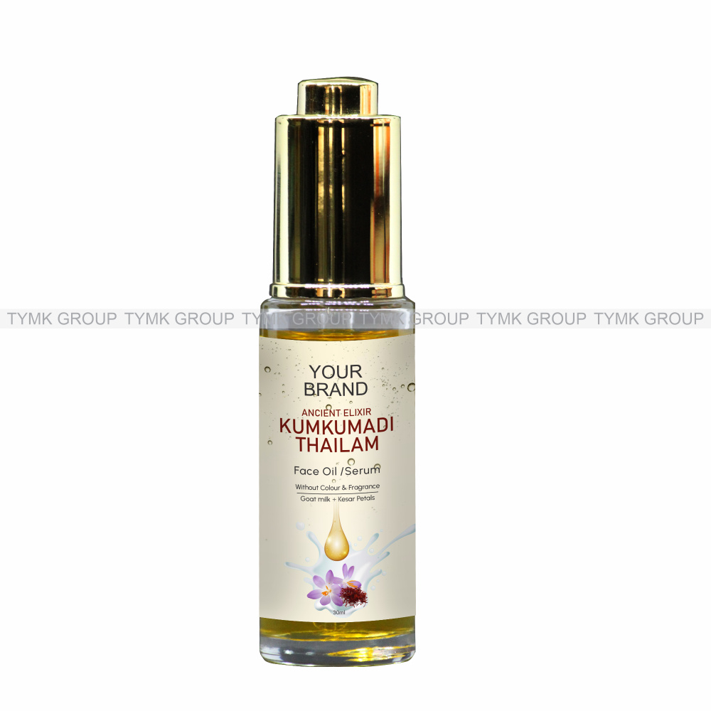 Kumkumadi Thailam - Face Serum Oil (Without Colour & Fragrance) (with Goat milk + Kesar Petals)