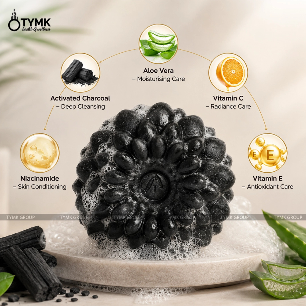 Charcoal & Niacinamide Soap - Designer/ Handmade - (Flower Shape) (Glycerine Based)