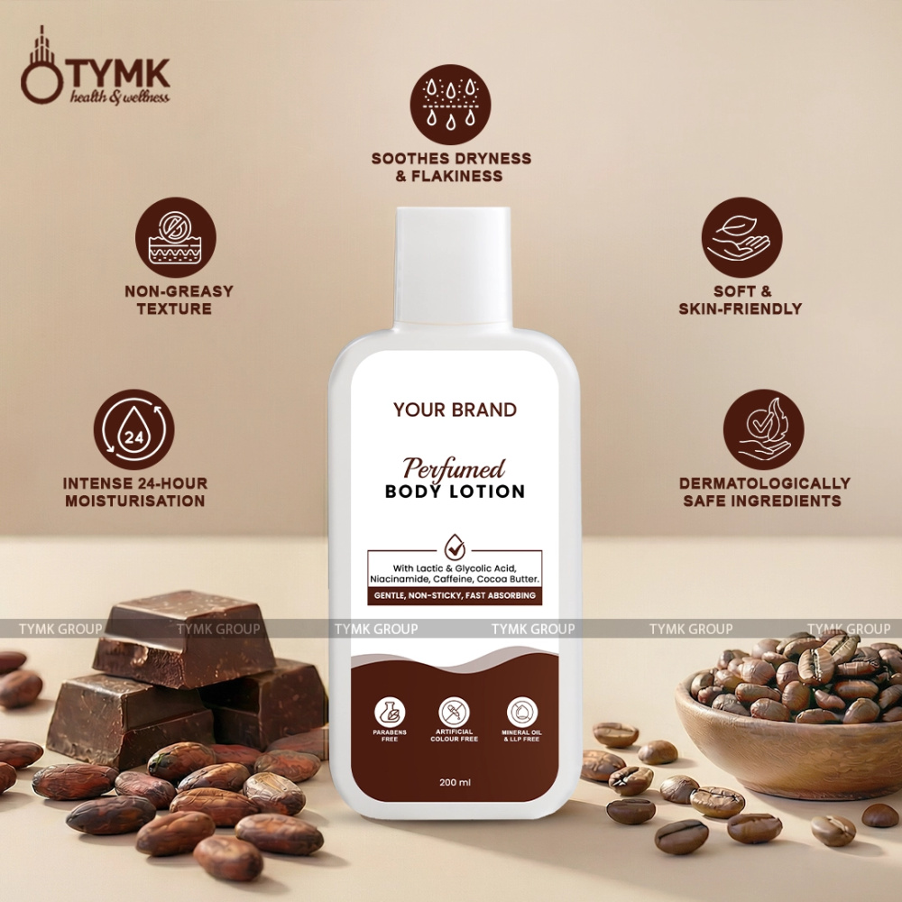 Perfumed Body Lotion - (Mineral Oil/LLP Free) (With Lactic & Glycolic Acid, Niacinamide, Caffeine, Cocoa Butter, etc)