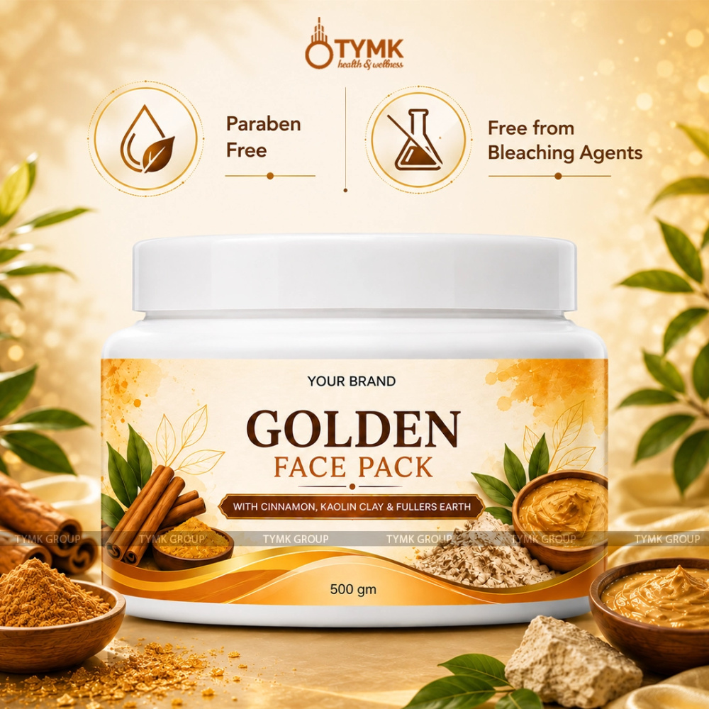 Face Pack (Golden Facial Glow Kit) With (Cinnamon, Kaolin Clay & Fullers Earth) - 500 GM