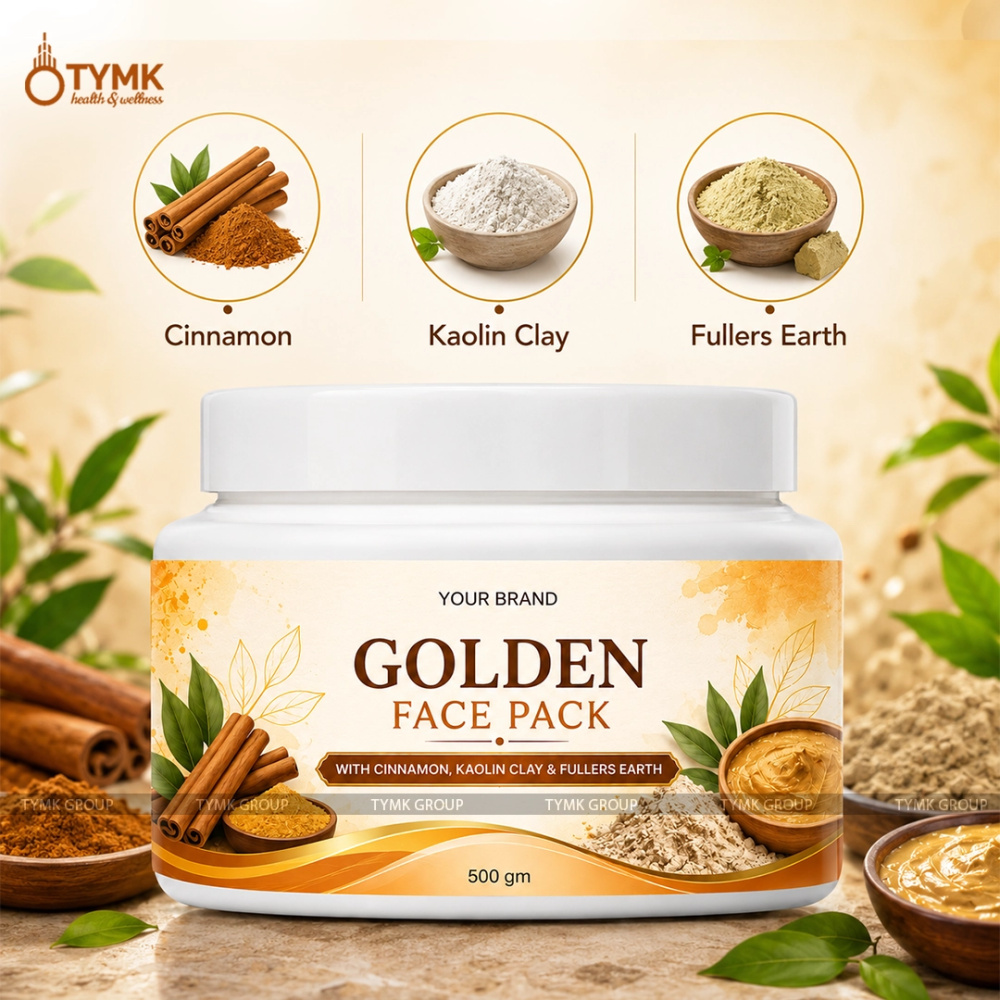 Face Pack (Golden Facial Glow Kit) With (Cinnamon, Kaolin Clay & Fullers Earth) - 500 GM
