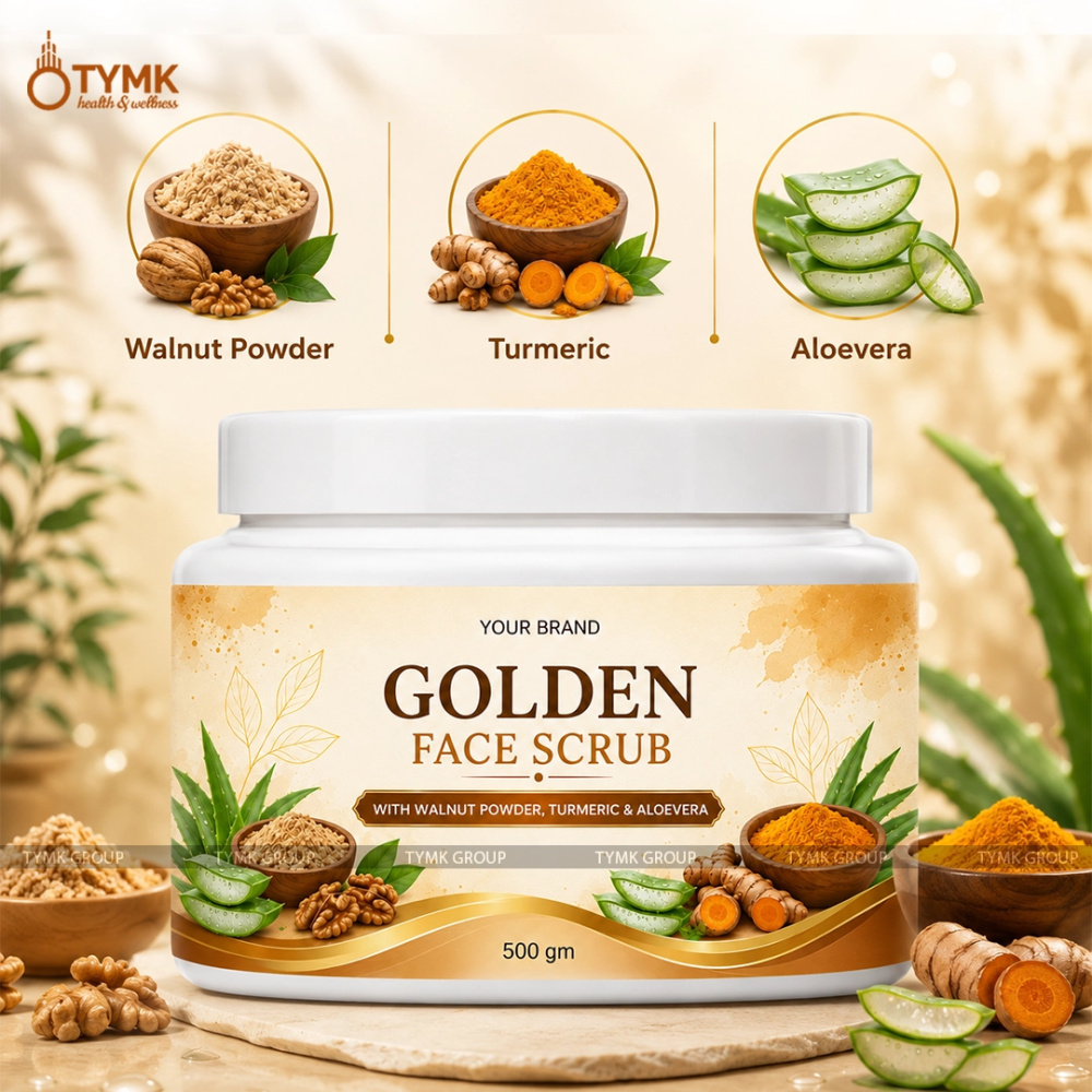 Face Scrub (Golden Facial Glow Kit) With Walnut Powder, Turmeric & Aloevera - 500 GM