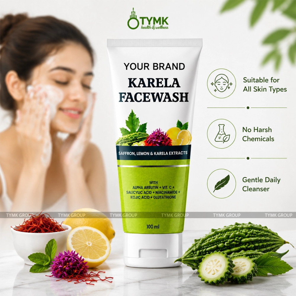 Karela Facewash (Sulfate Free) - With Alpha Arbutin + Vit. C + Salicylic Acid + Niacinamide + Kojic Acid + Glutathione + Saffron + Lemon