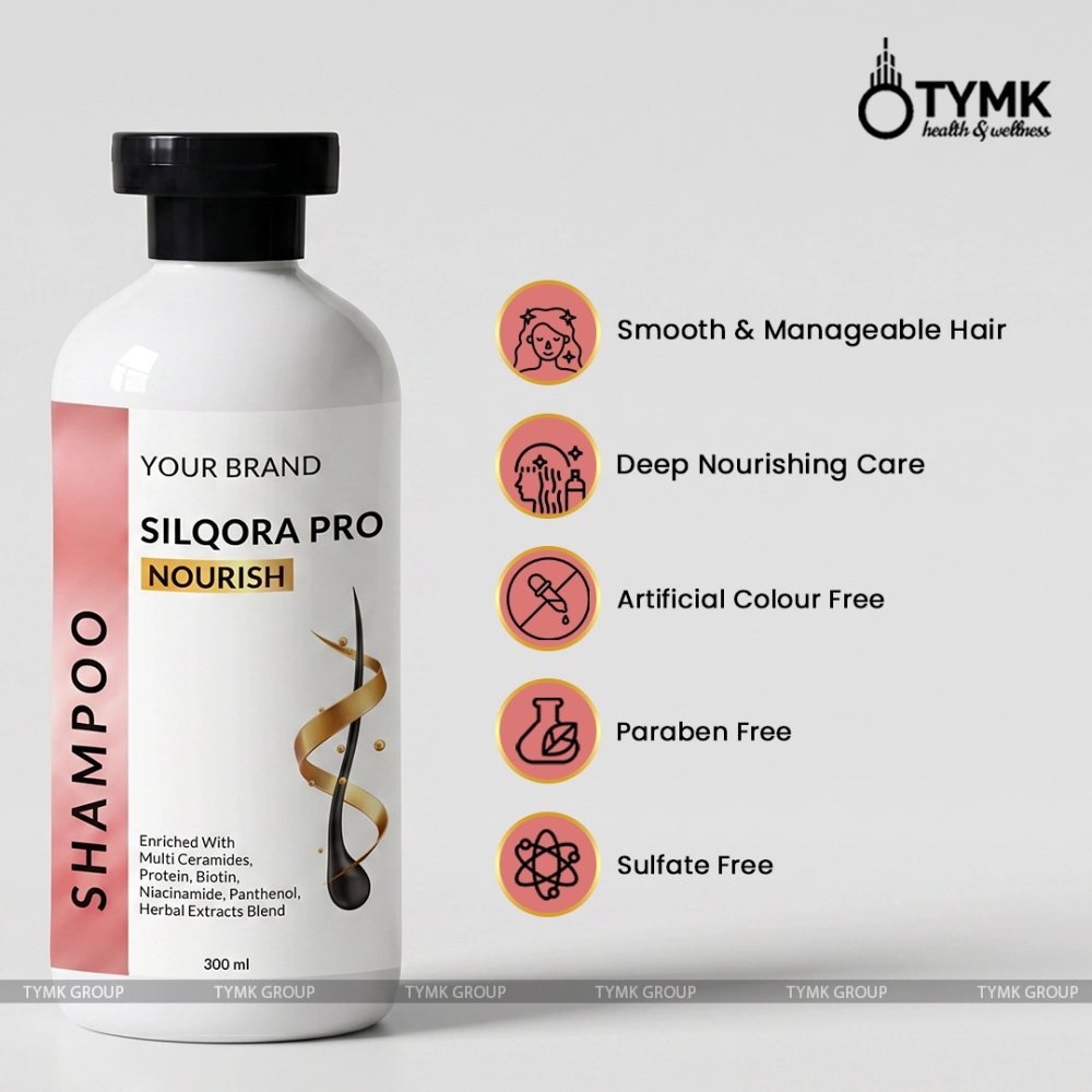 Silqora Pro-Nourish Shampoo (Sulfate Free) - Enriched With Multi Ceramides, Protein, Biotin, Niacinamide, Panthenol, Herbal Extracts Blend