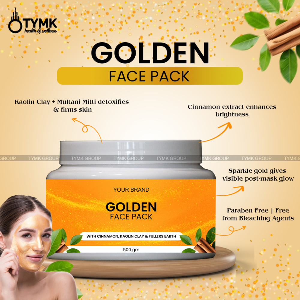 Face Pack (Golden Facial Glow Kit) With (Cinnamon, Kaolin Clay & Fullers Earth) - 500 GM
