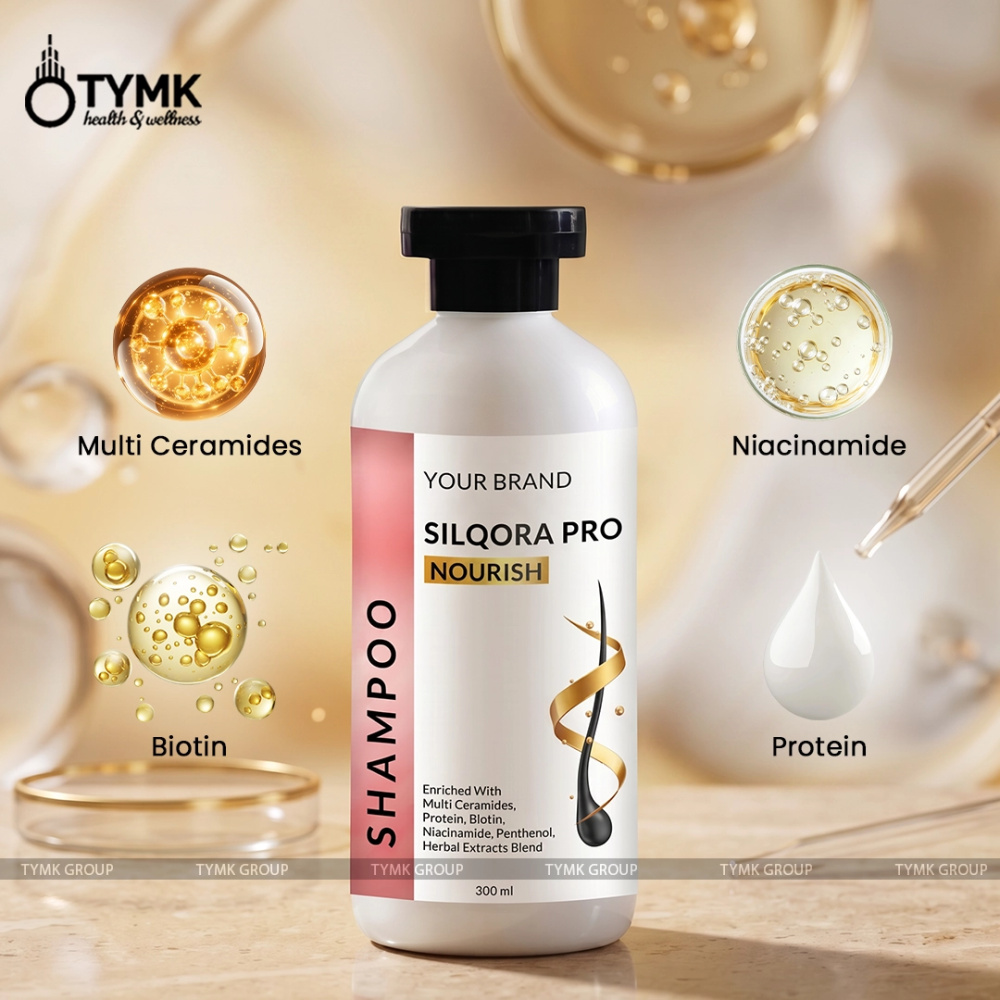 Silqora Pro-Nourish Shampoo (Sulfate Free) - Enriched With Multi Ceramides, Protein, Biotin, Niacinamide, Panthenol, Herbal Extracts Blend