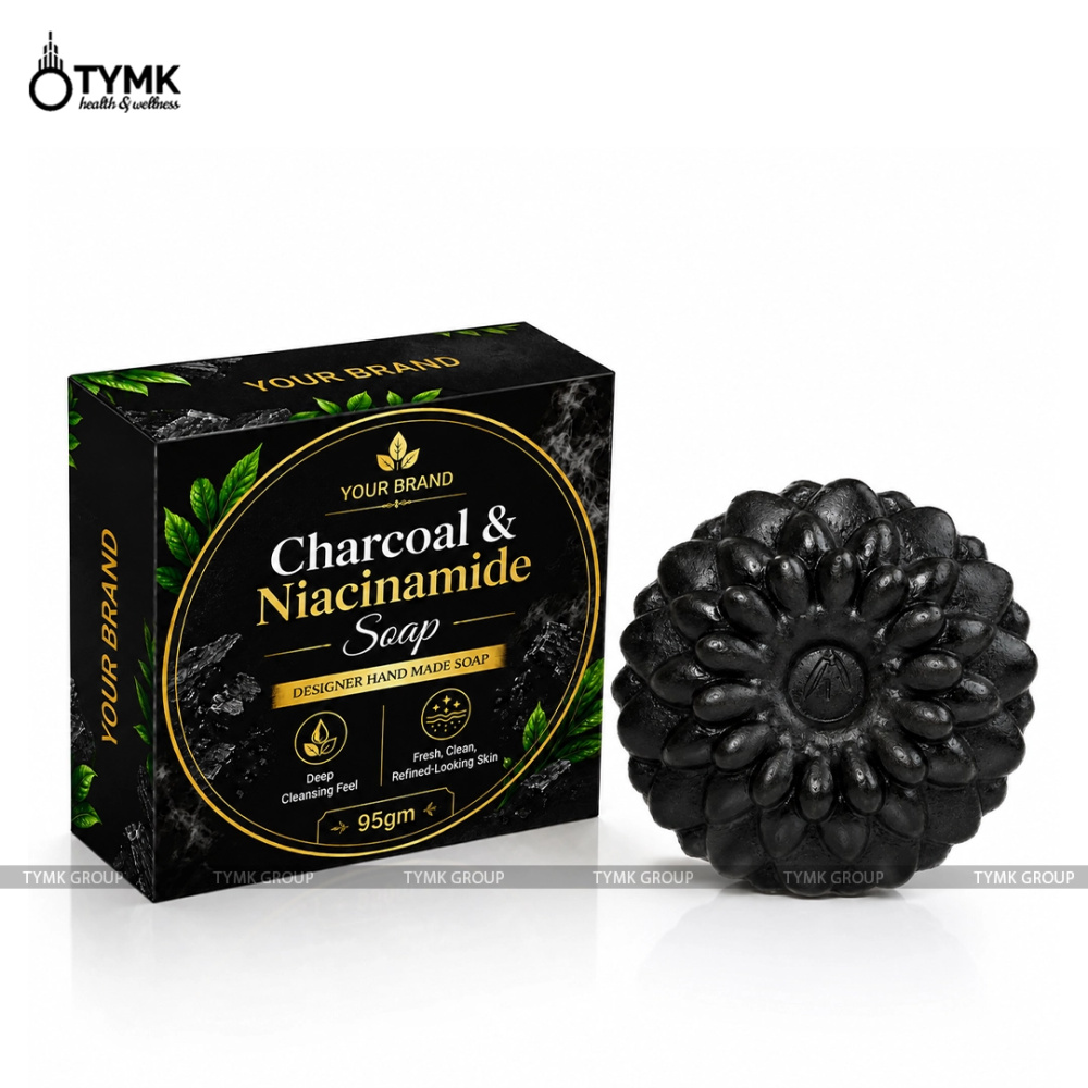 Charcoal & Niacinamide Soap - Designer/ Handmade - (Flower Shape) (Glycerine Based)