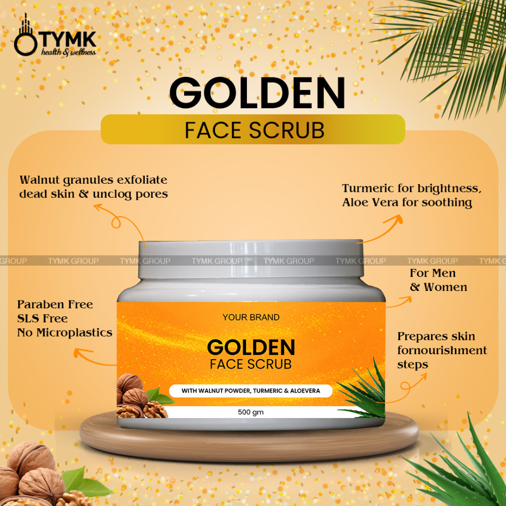 Face Scrub (Golden Facial Glow Kit) With Walnut Powder, Turmeric & Aloevera - 500 GM