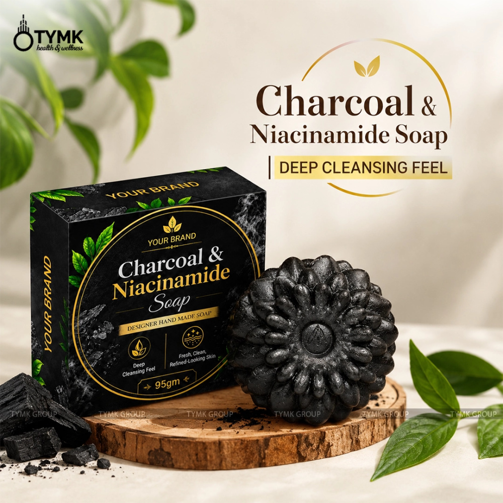 Charcoal & Niacinamide Soap - Designer/ Handmade - (Flower Shape) (Glycerine Based)