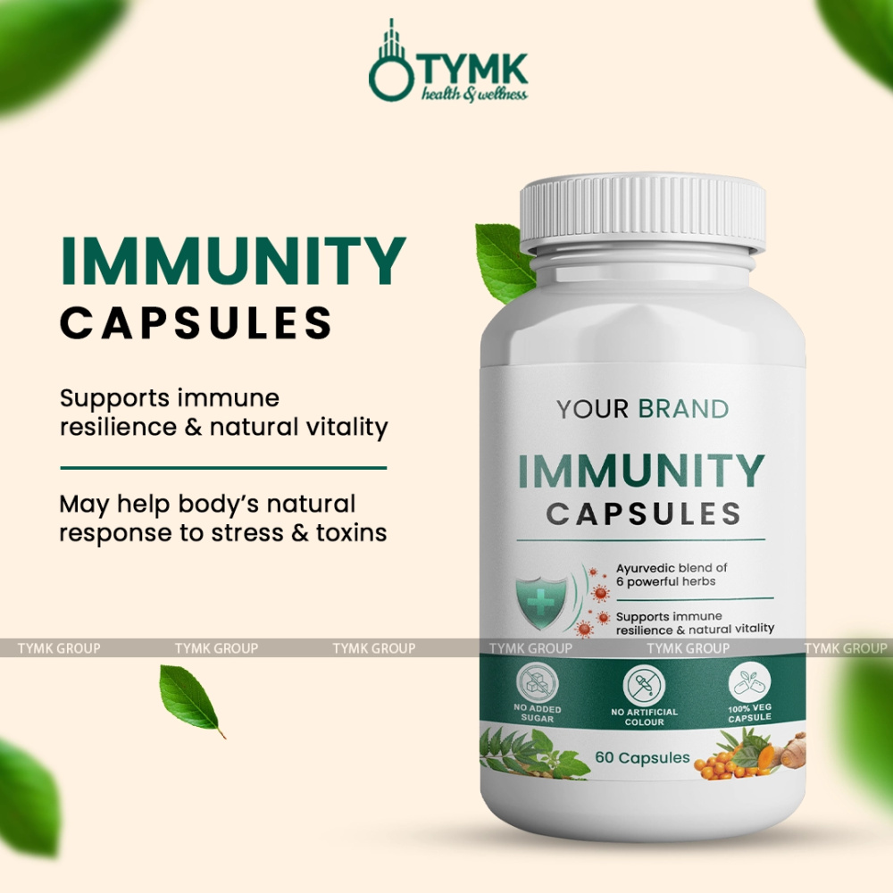 Immunity Capsules with Indian Herbs (Neem, Giloy, Tulsi, Turmeric, Ashwagandha, Sea Buckthorn) - VEG Capsules