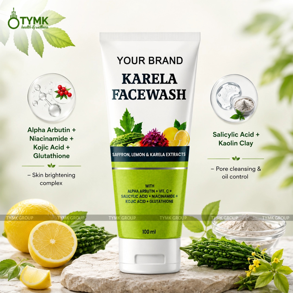 Karela Facewash (Sulfate Free) - With Alpha Arbutin + Vit. C + Salicylic Acid + Niacinamide + Kojic Acid + Glutathione + Saffron + Lemon