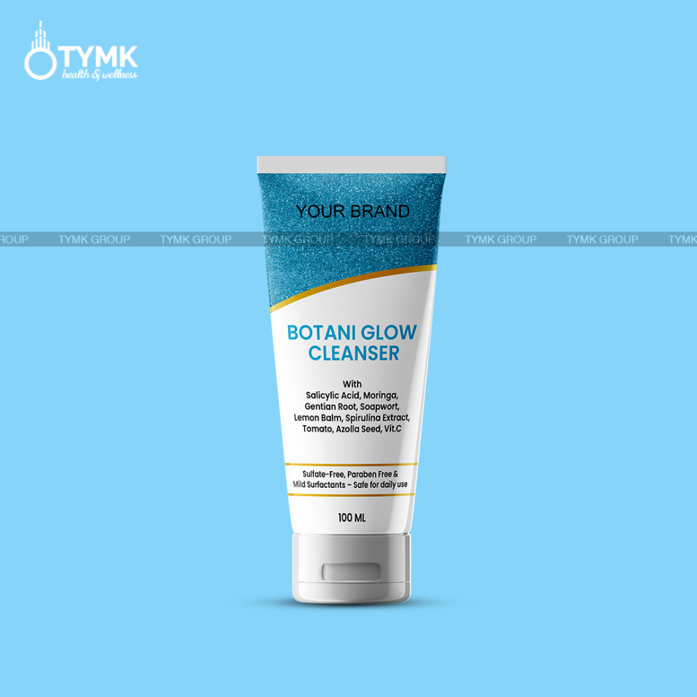 Botani Glow Cleanser/ Facewash (Sulfate Free) - With Salicylic Acid, Moringa, Gentian Root, Soapwort,Lemon Balm, Spirulina Extract, Tomato, Azolla Seed, Vit.C