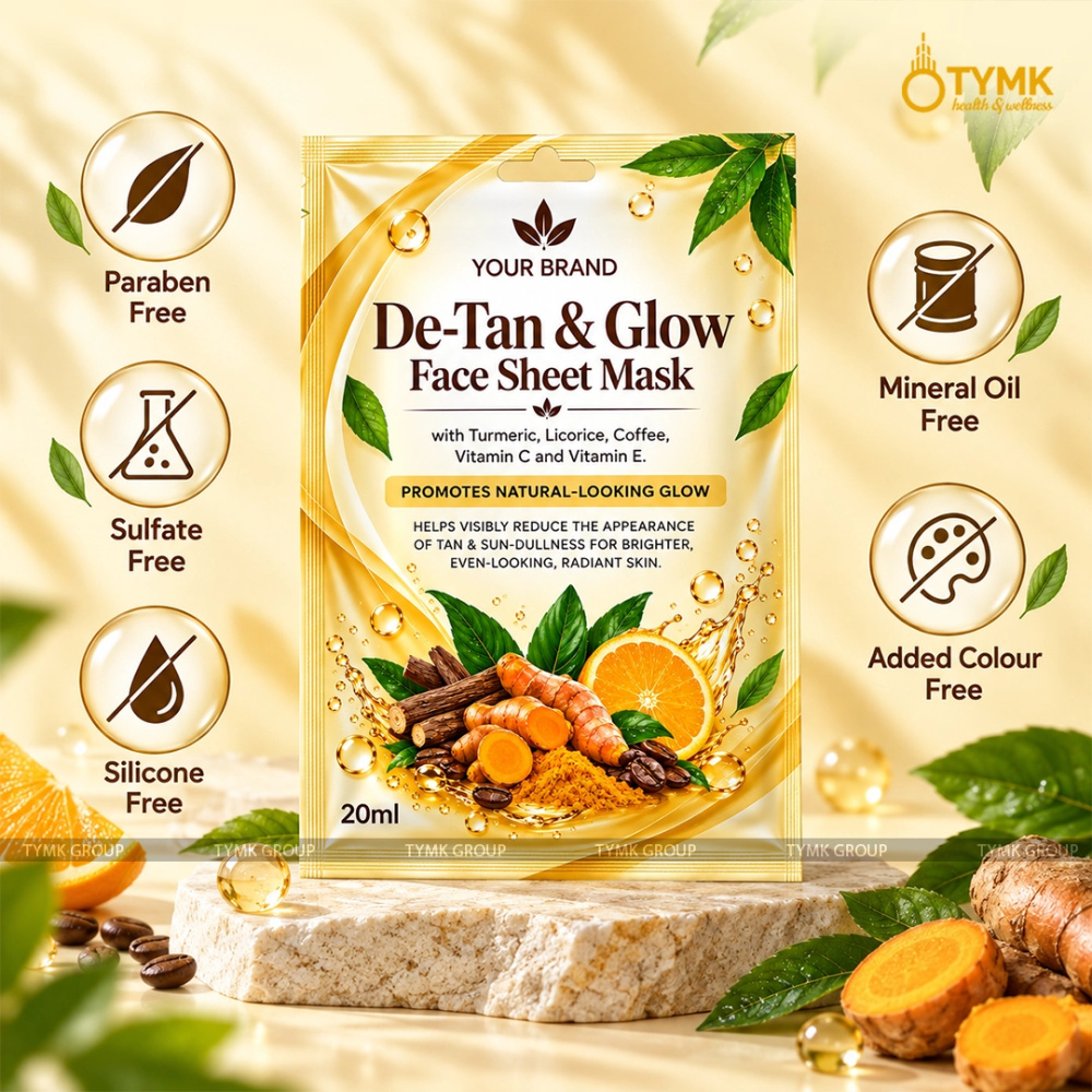 De-Tan & Glow Face Sheet Mask (Upto 97% Natural Ingredients) - with Turmeric, Liquorice & Coffee