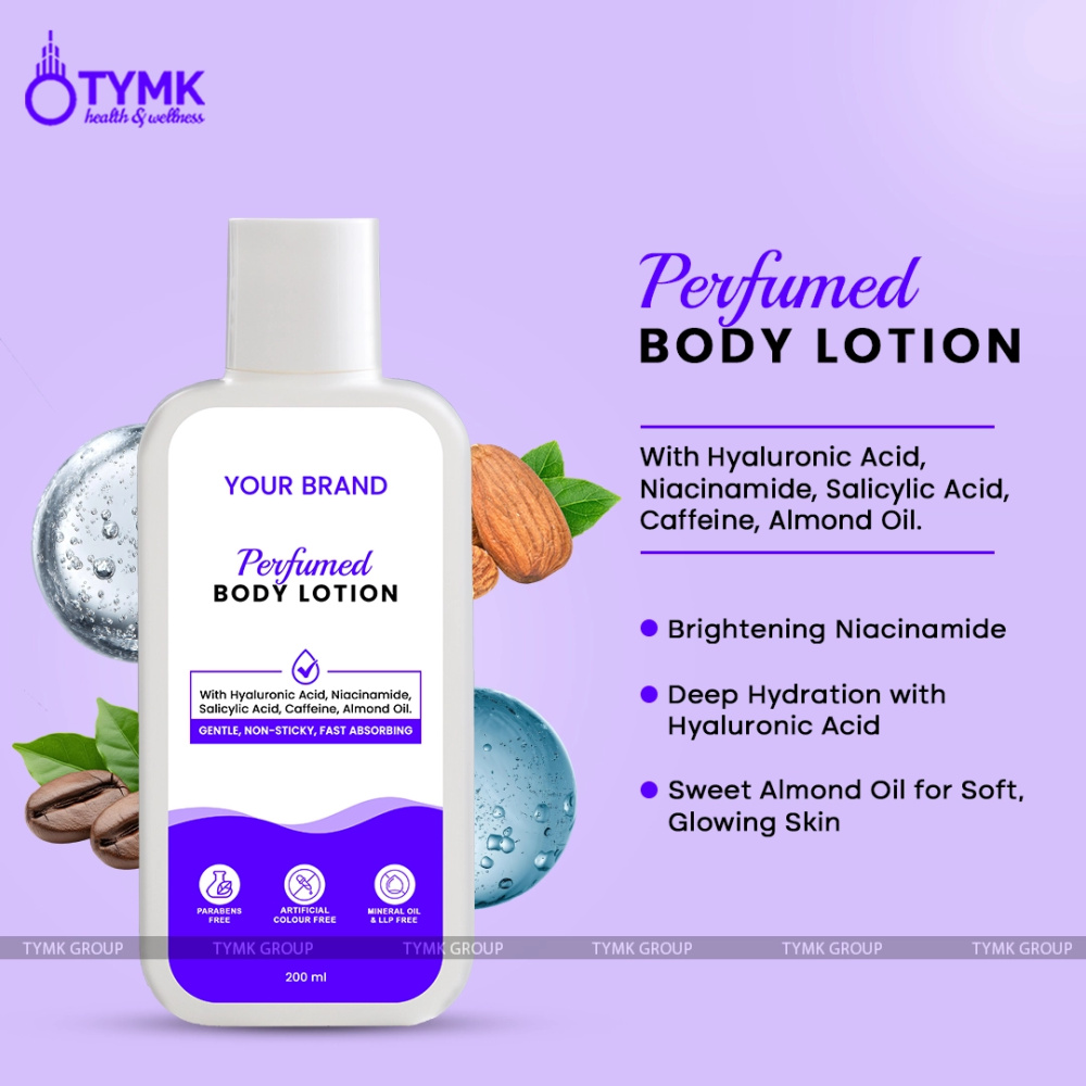 Perfumed Body Lotion - (Mineral Oil/LLP Free) (With Hyaluronic Acid, Niacinamide, Salicylic Acid, Caffeine, Almond Oil, etc)