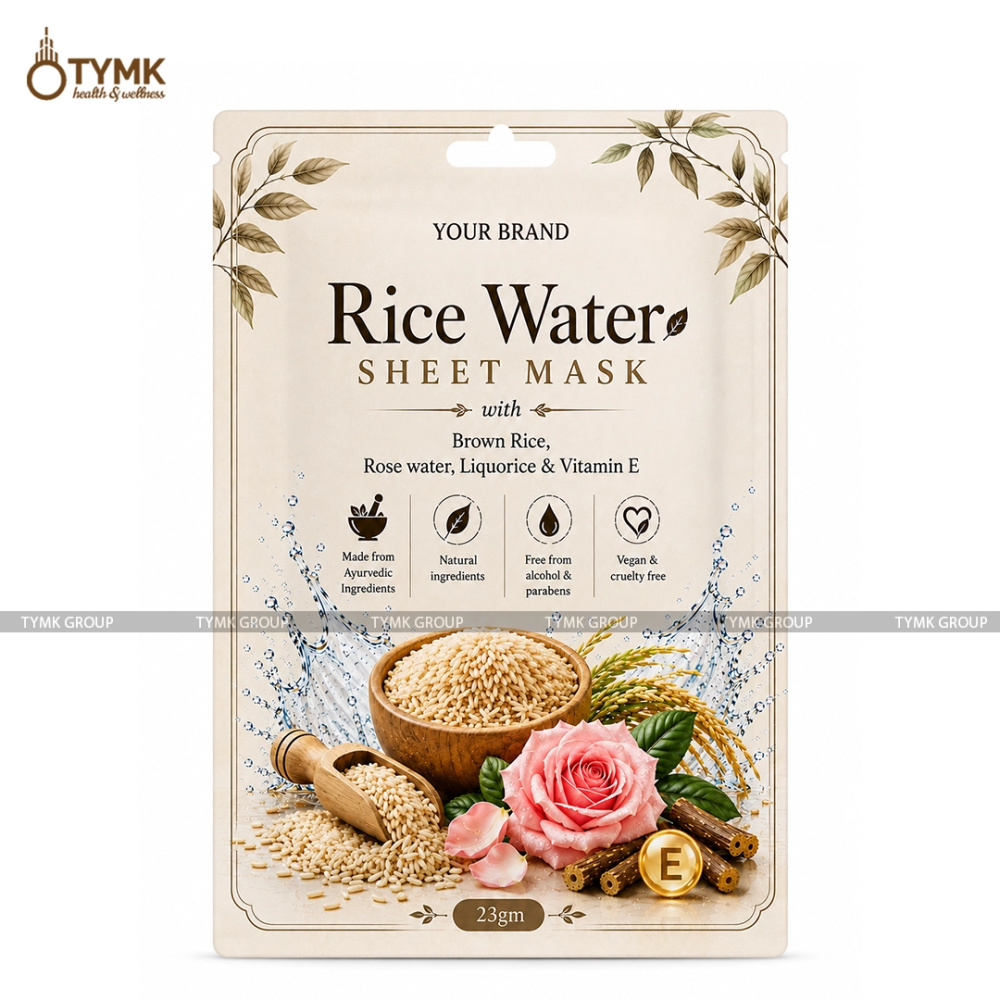 Rice Water Sheet Mask (98% Natural) - with Rose & Licorice
