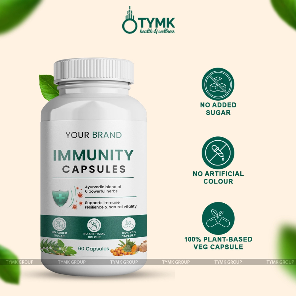 Immunity Capsules with Indian Herbs (Neem, Giloy, Tulsi, Turmeric, Ashwagandha, Sea Buckthorn) - VEG Capsules
