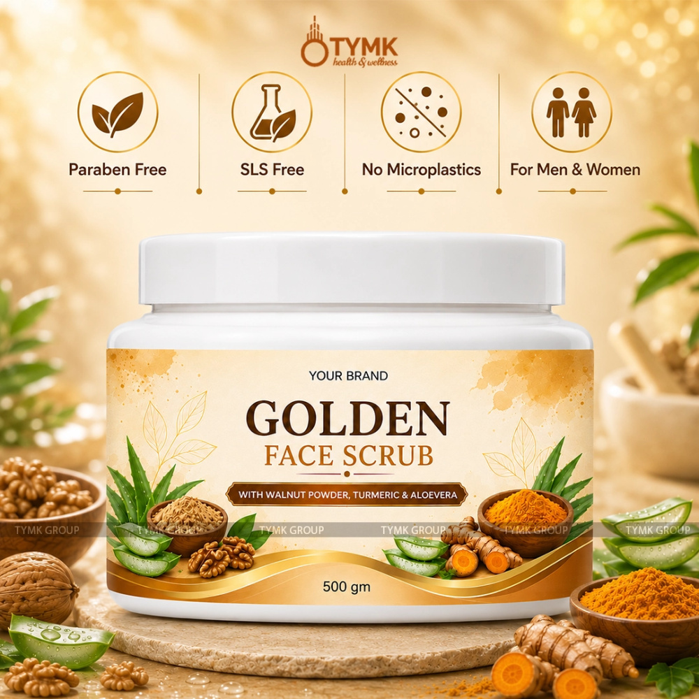 Face Scrub (Golden Facial Glow Kit) With Walnut Powder, Turmeric & Aloevera - 500 GM