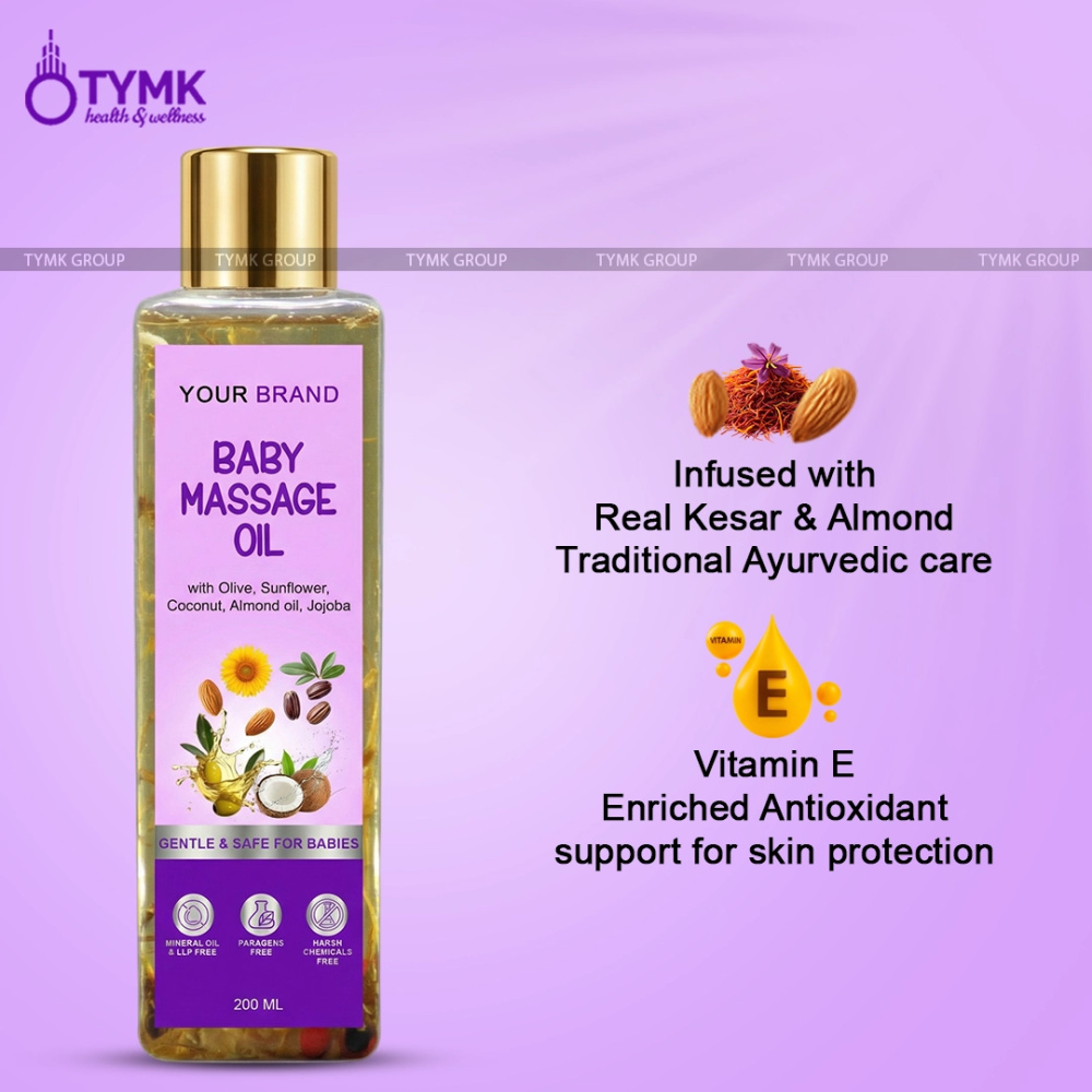 Baby Massage Oil (With Olive, Sunflower, Coconut, Almond oil, Jojoba) (LLP & Mineral Oil Free)