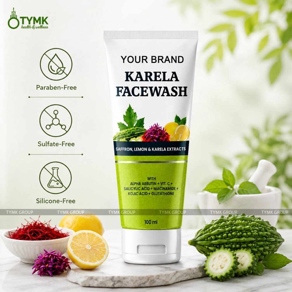 Karela Facewash (Sulfate Free) - With Alpha Arbutin + Vit. C + Salicylic Acid + Niacinamide + Kojic Acid + Glutathione + Saffron + Lemon
