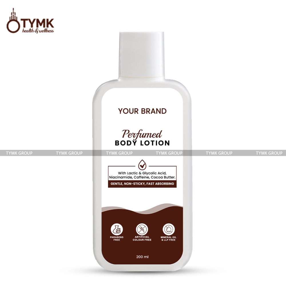 Perfumed Body Lotion - (Mineral Oil/LLP Free) (With Lactic & Glycolic Acid, Niacinamide, Caffeine, Cocoa Butter, etc)