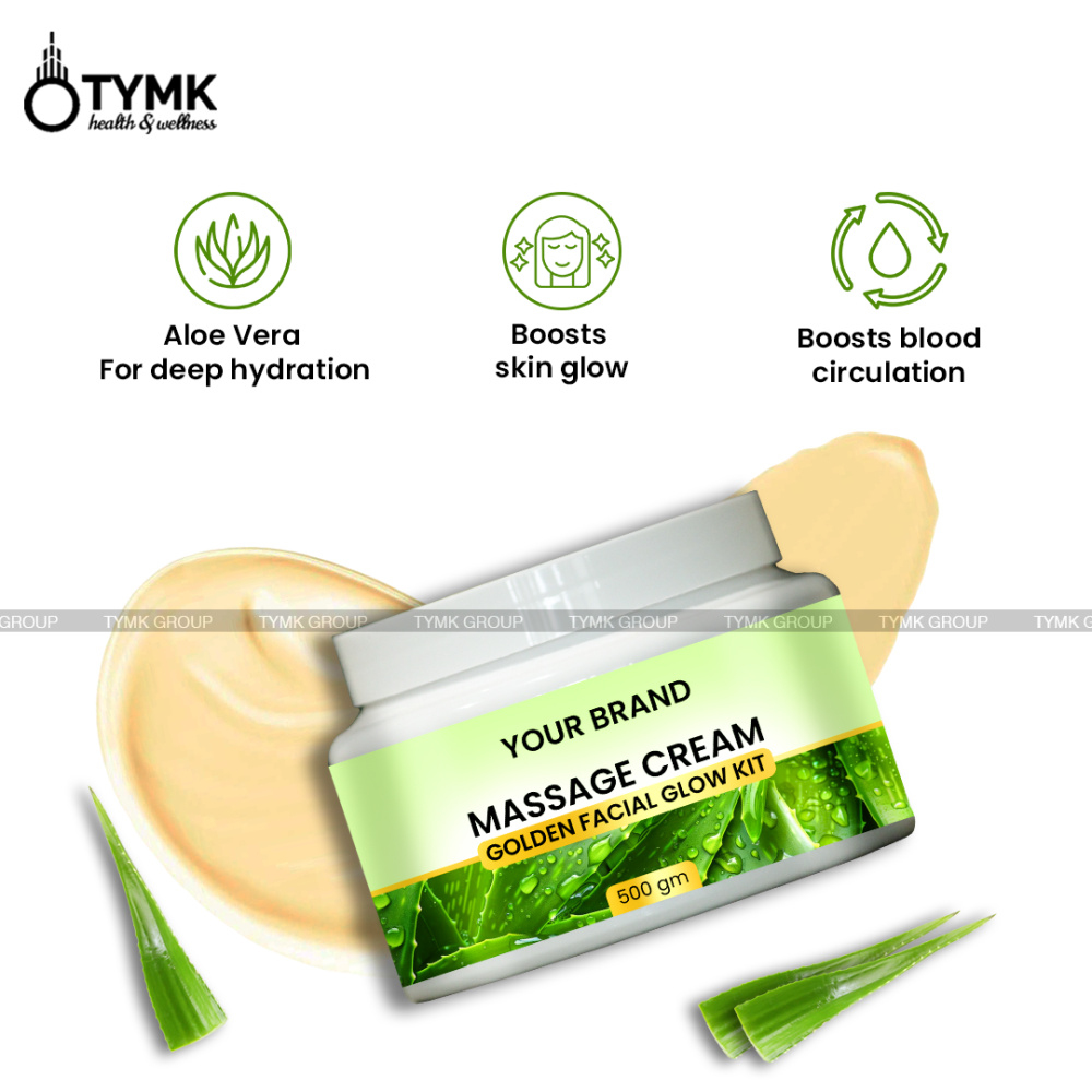 Massage Cream (Golden Facial Glow Kit) With Aloe vera Extract - 500 gm